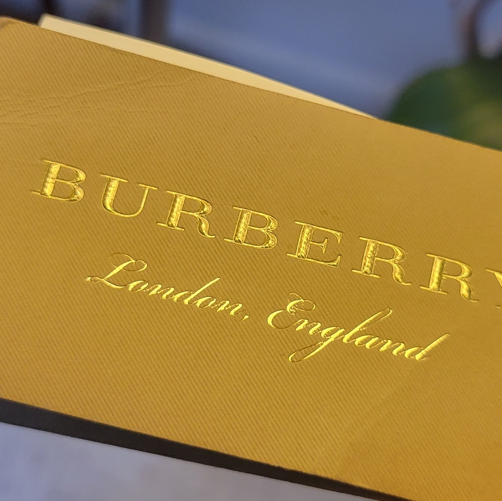 Burberry Label with Blue and Yellow Accents